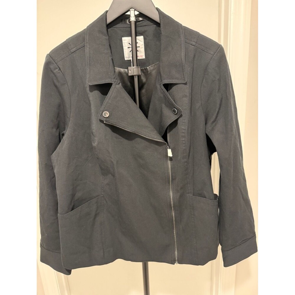 Isaac Mizrahi Black Asymmetric Zip Jacket